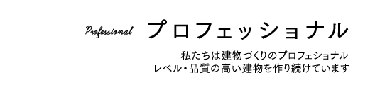 プロフェッショナル 私たちは建物づくりのプロフェショナルレベル・品質の高い建物を作り続けています